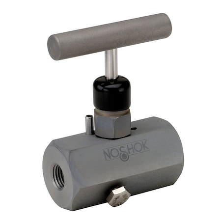Noshok Block & Bleed Valve, Hard Seat, 1/2 NPT Male - 1/2 NPT Female, 316 SS, 0.187" Orifice, Panel Mount (2 nuts), 1-13/16 Mini "T" Handle 604-MFS-PM2-HL1
